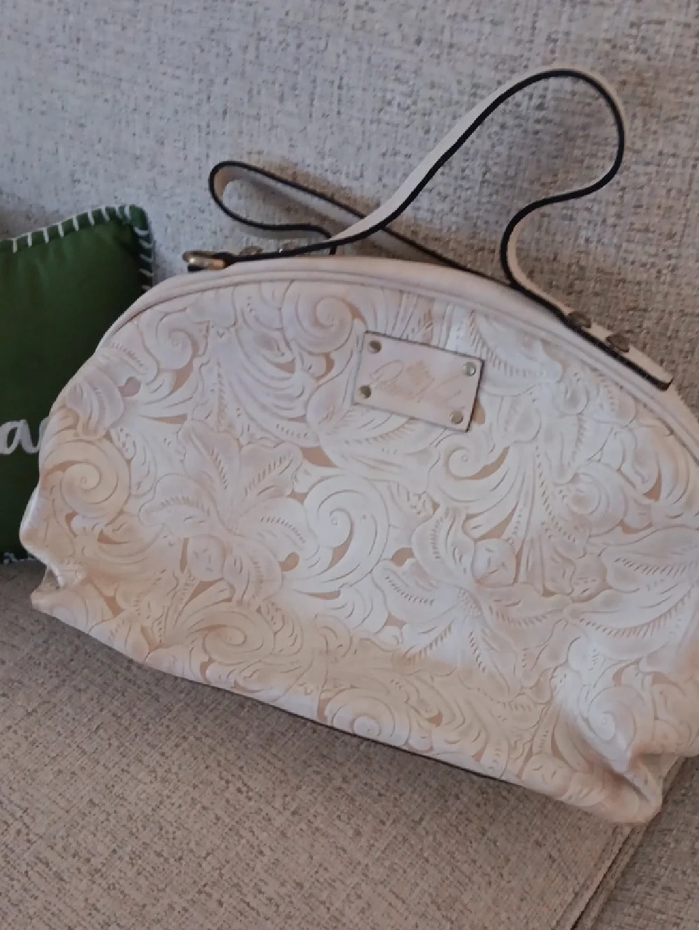 Patricia Nash Cream Embossed Dome Shoulder Bag - Picture 1 of 6